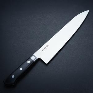 源 光金作 日本鋼 ハガネ 全鋼 牛刀 業務用包丁 240mm 24cm 錆びます