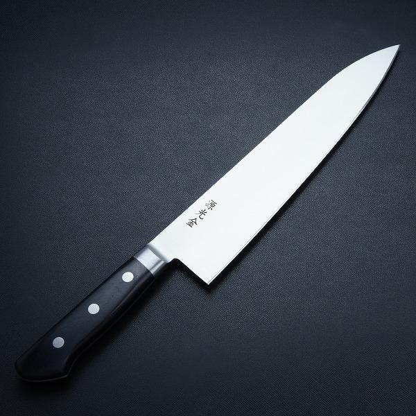 名入れ無料 源光金 牛刀 両刃 270mm 日本鋼 共口金付き 黒合板柄 日本製