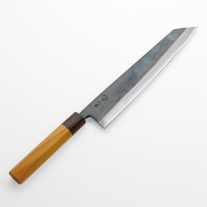 元兼 和牛刀 両刃 210mm 青紙1号 割込み 黒打ち仕上げ クルミ柄 日本製