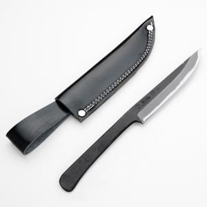 東周作 アウトドア用黒打剣鉈 150mm 白紙鋼 オイルステン仕上げ 皮  