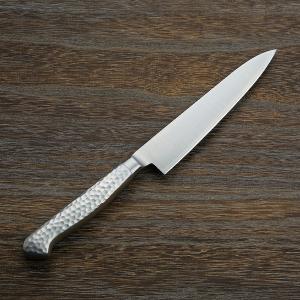 名入れ無料 源光金 ペティナイフ 両刃 150mm 日本鋼 共口金付き 黒合板