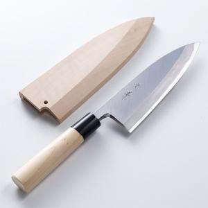 東周作 出刃包丁 片刃 165mm 青紙2号 付け鋼 霞研ぎ仕上げ 八角水牛柄