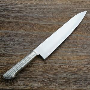 名入れ無料 牛刀 両刃 240mm ステン＆ニッケル 63層鋼 ダマスカス模様