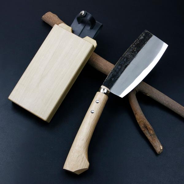 東周作 極上 枝打鉈 オタフク型500g 青紙鋼 鞘付き ナタ 土佐打刃物 おたふく鉈