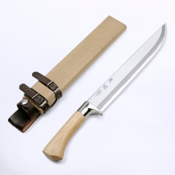 東周作 狩猟用 剣鉈 9寸 270mm 青紙鋼 磨き仕上げ 鞘付き 本職向け  火造り鉈 狩猟ナイフ...