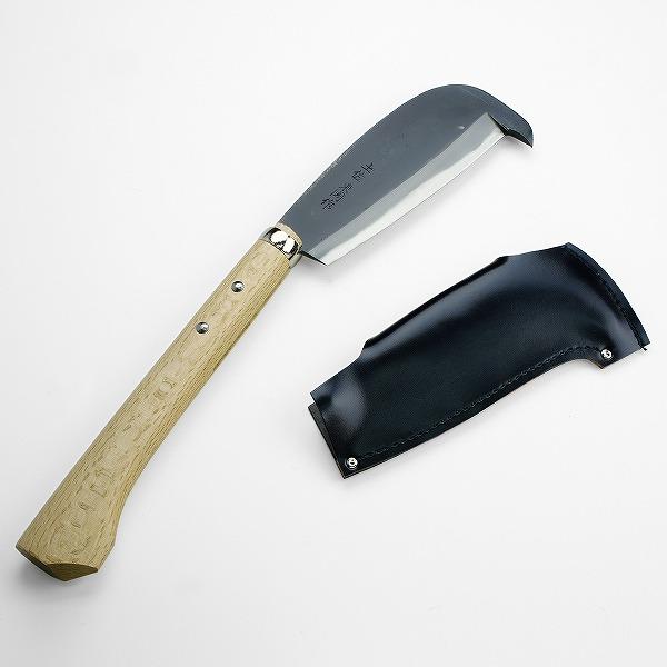 東周作 海老鉈 紀州型 380g 青紙鋼 ケース付き ナタ 石付 石突