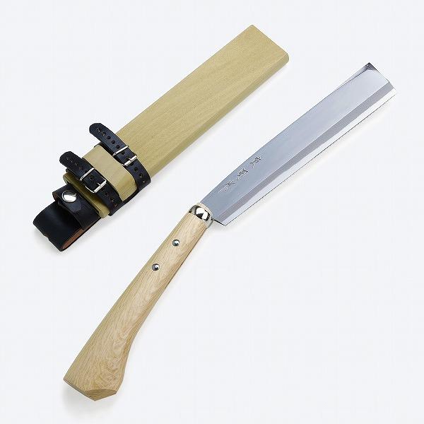 東周作 極上 腰鉈 片刃240mm 細身 青紙鋼 鞘付き 本職向け 営林署 仕様