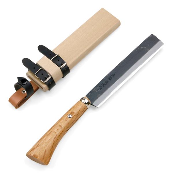 東周作 竹割鉈 両刃180mm 青紙鋼 鞘付き ナタ