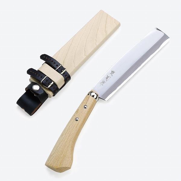 東周作 極上 腰鉈 片刃210mm 細身 青紙鋼 鞘付き 本職向け 営林署 仕様