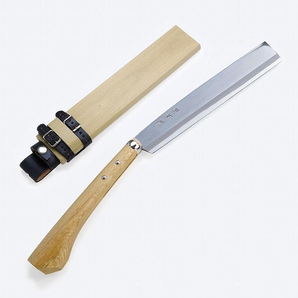 東周作 極上 腰鉈 片刃300mm 中幅 青紙鋼 鞘付き 本職向け 営林署 仕様