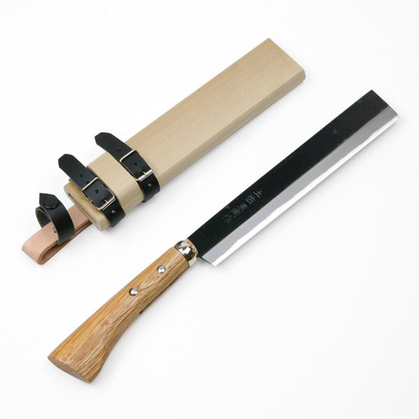 東周作 竹割鉈 両刃210mm 青紙鋼 鞘付き  ナタ