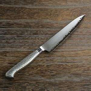 佐治武士作 銀嶺 VG10十字鎚目 ダマスカス鋼31層 ペティ包丁 150mm