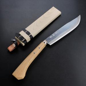 東周作 狩猟用 剣鉈 5寸 150mm 青紙鋼 磨き仕上げ 鞘付き 本職向け 火