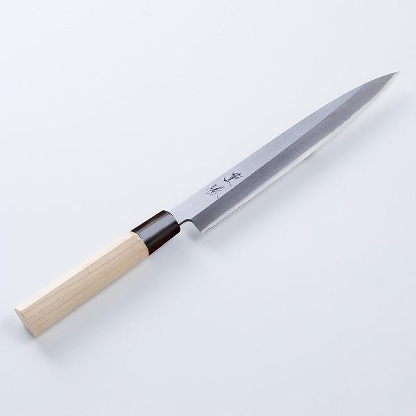 堺重勝 柳刃包丁 片刃 210mm 白二 鋼付き 一般家庭用 日本製 プレゼント 退職祝い 誕生日