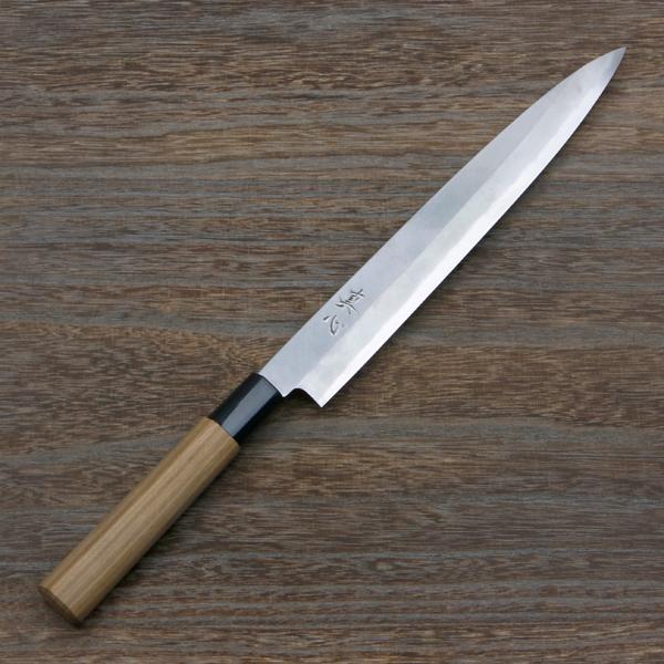 柳刃包丁 片刃 240mm 青紙2号 桜柄 一般家庭向け 名入れサンプル品 (名入れ 真心) 規格外...