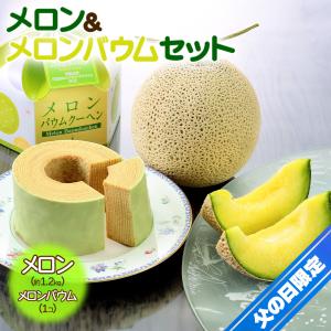 父の日 期間限定 産地は当店におまかせ! メロン & メロンバウムクーヘン 2024 ギフト 贈答 プレゼント [アールスメロン＆メロンバウム] 【N3】