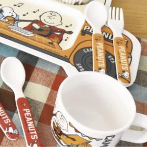 食器セット　PEANUTS CAMPING BUS GIFT SET　ピーナッツ ギフト プレート マグ スプーン フォーク 贈り物 プレゼント スヌーピー メラミン｜hono-y