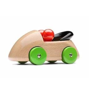 PLAYSAM（プレイサム）Streamliner series Green Line Organic Cab 木製おもちゃ 木製玩具 ベビー 車のおもちゃ デザイン レトロ スウェーデン｜hono-y