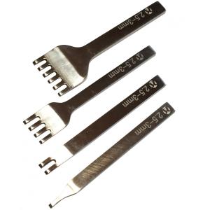 平目打ち 4本セット 刃幅2.5mm レザークラフト 工具 かがり縫い