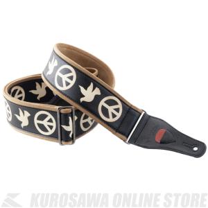 RightOn! STRAPS LEGEND PEACE & DOVES BLACK《ビンテージスタイル・ギターストラップ》(ご予約受付中)｜honten