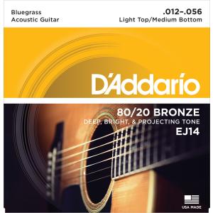 D'Addario 80/20 BRONZE EJ14 Bluegrass：Light Top/Medium Bottom ダダリオ (アコースティックギター弦) (ネコポス)｜honten