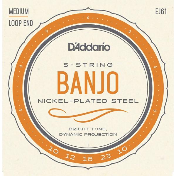 D&apos;Addario NICKEL-PLATED STEEL EJ61 5-String Banjo,...