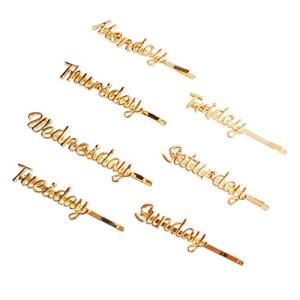 Frcolor ヘアピン ゴールド スリーピン ヘアクリップ 合金 曜日柄 ぱっちん留め 前髪 女の子 ヘアアクセサリー 7本入