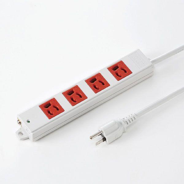 サンワサプライ 3P、3m、4個口タップ赤色（緊急用） TAP-K4-3R (S:0230)