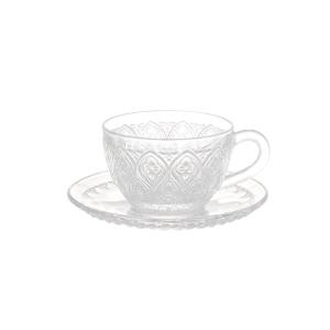 GLASS CUP & SAUCER ''FIORE'' CLEAR グラスカップ＆ソーサー　”フィオーレ” (S：0240)｜honyaclub