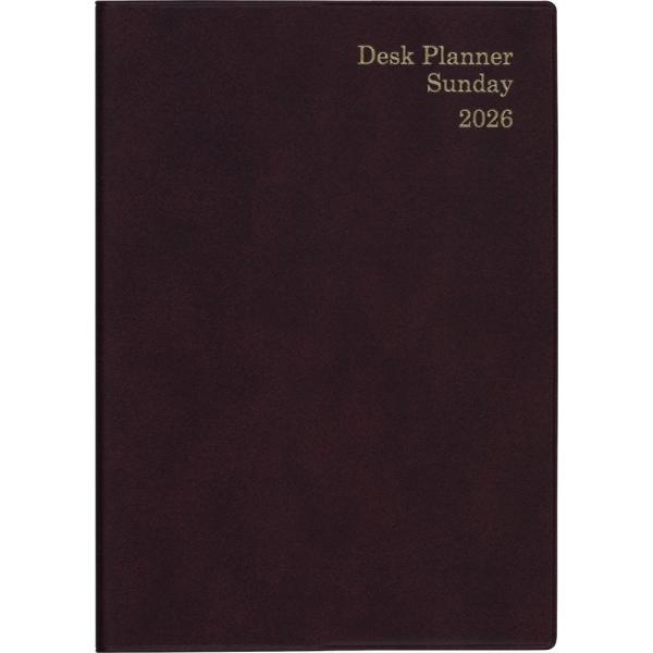 翌日発送・２４２　デスクプランナー・サンデー・Ａ５（バーガンディ）