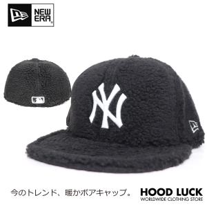 ニューエラ NewEra 59FIFTY ニューヨーク・ヤンキース ボアフリース ブラック BOA もこもこ ファー メンズ レディース スキー スノーボード｜hoodluck