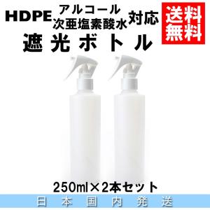 【日本国内発送・在庫限り】HDPE アルコール 次亜塩素酸水 対応 遮光 スプレーボトル 250ml 2本セット 空容器 ミニガン 詰め替え 携帯 エタノール 消毒液 PE素材