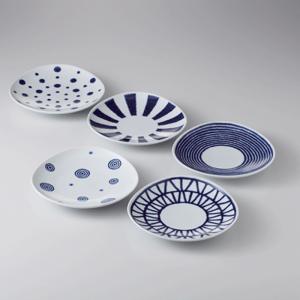 波佐見焼　西海陶器 　藍玉　取皿揃５枚組　材質：磁器｜hoonstore