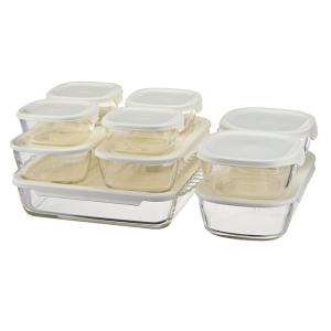 HARIO　ハリオ　スタッキング耐熱ガラス製コンテナ・スクエア10個セット 　ホワイト 　満水容量2...