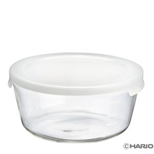 ハリオ ＨＡＲＩＯ　耐熱ガラス製 保存容器 丸 1200ml　カラー：透明ホワイト　満水容量：12００ｍｌ　日本製