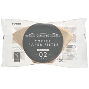 ハリオ 　HARIO　ペガサスコーヒーペーパーフィルター　02 　100枚　2〜4杯用　ホワイト・ブラウン　日本製｜hoonstore