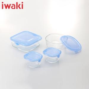 iwaki イワキ NEWパック＆レンジ 角型5点セット アクアブルー