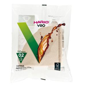 ハリオ　Ｖ６０用ペーパーフィルター　０２Ｍ　１００枚　１〜４杯用　ブラウン　※耳付きのペーパーフィル...