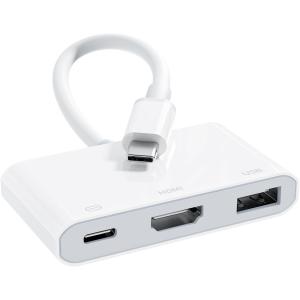 Type-c HDMI変換ケーブル 3in1 4K 急速充電 タイプc hdmi 変換 USB 3.0ポート 給電不要 設定不要 遅延なし 音声同期出力 AVアダプタ ミラーリング iPhone