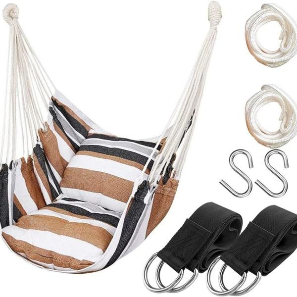 ハンモックチェア ハンモック椅子 吊り下げ 耐荷重150kg キャンバス 洗える 折りたたみ 吊り椅...