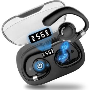 【最新 Bluetooth5.3 耳掛け式イヤホン】Bluetooth イヤホン IPX7 防水 片耳 両耳 マイク付き 無痛 耳を塞がない 16.5mmダイナミックドライバー