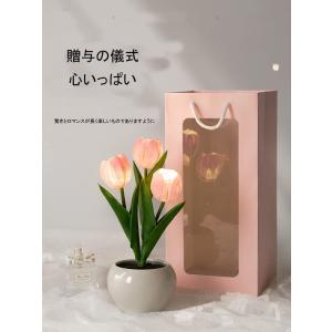 造花 チューリップ 造花 ギフト LEDランプ...の詳細画像1