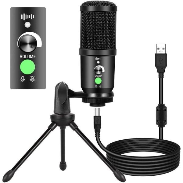 コンデンサーマイク ワンクリックでミュート ノイズ低減 音量調節 イヤホンモニター機能 単一指向性 ...
