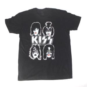 KISS キッス Tシャツ ネオン メンバー ロック ブラック バンドTシャツ