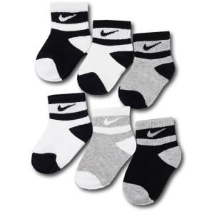 キッズ 子供用 ナイキ ソックス 6足セット Nike Socks リトルキッズ 靴下 9-13cm　黒白灰　BA747｜hooptown