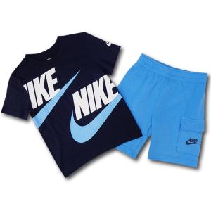 キッズ 子供用 ナイキ Tシャツ＆ハーフパンツ セットアップ Nike Toddler Set 上下セット　紺ターコイズブルー BP191