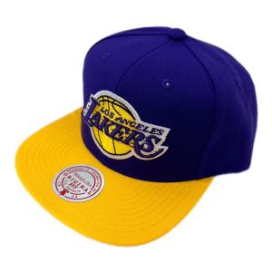 ミッチェル＆ネス NBA ロサンゼルス・レイカーズ スナップバックキャップ Mitchell & Ness Los Angeles Lakers Snapback Cap 帽子　紫黄色 CN322｜hooptown