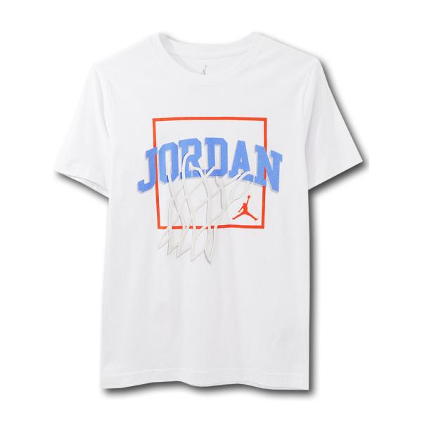 ジュニア ジョーダン Ｔシャツ Jordan T-Shirt キッズ トップス　白水色オレンジ LL...