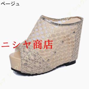 サンダル レディース ヒール 厚底 シンプル ...の詳細画像2