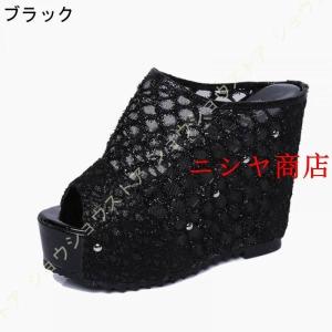サンダル レディース ヒール 厚底 シンプル ...の詳細画像5